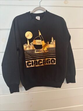 Vintage Chicago Graphic Crewneck Sweatshirt - Black with Gold Foil